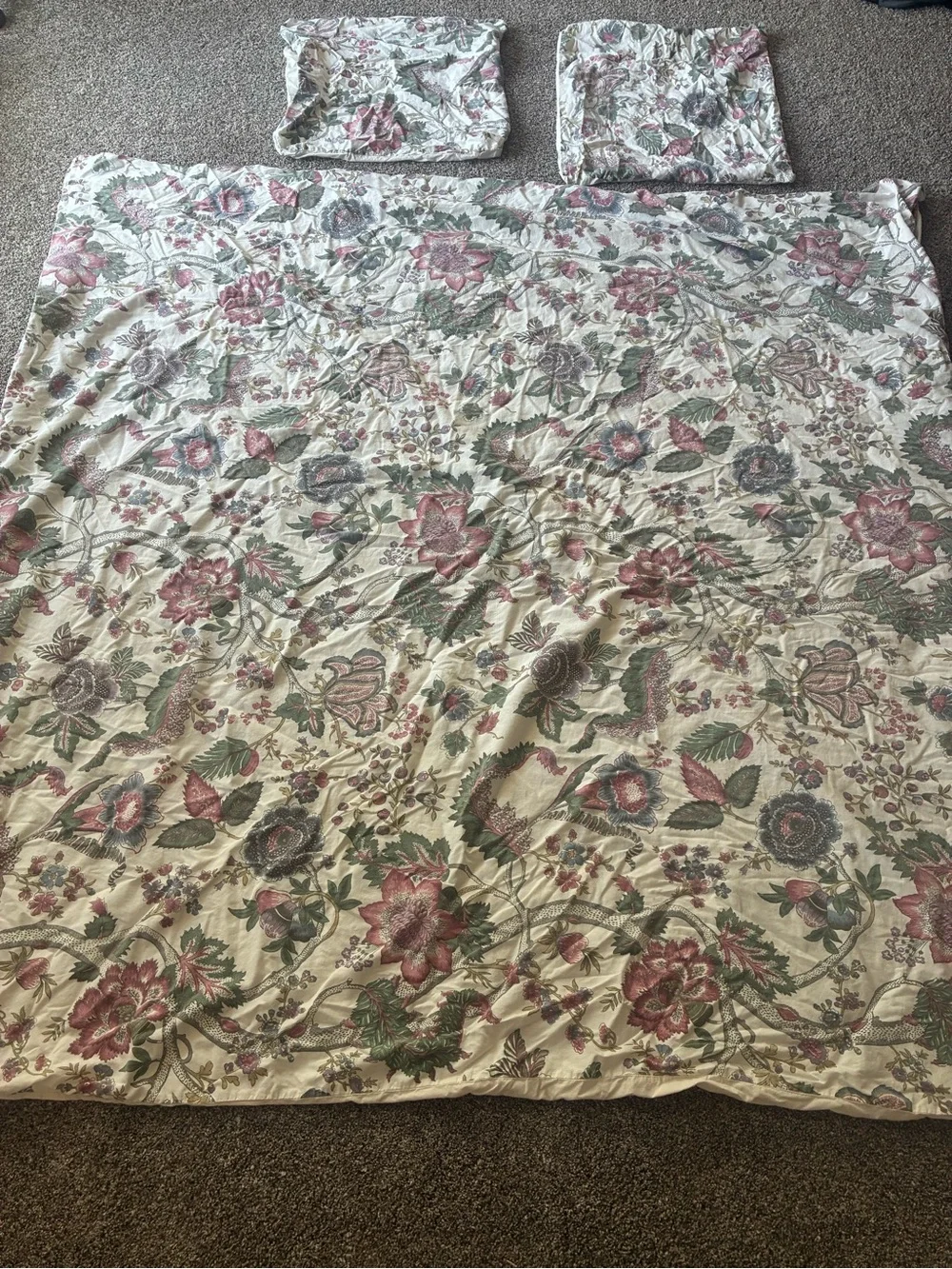 Rare Pottery Barn Resi Floral Queen 3 Piece Duvet Set Palampore